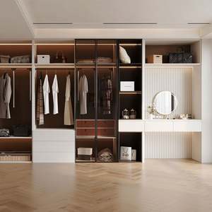 Santopova Stylish <b>Light</b> - Colored Closet with Glass Panels, Multi - Functional Storage & <b>Vanity</b> Area, Home Decor - Product Image 4