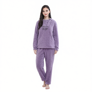 Women's <b>Plus</b> <b>Size</b> Eco-Friendly Soft Cozy Hooded Solid Pajama <b>Set</b> Plush Sleepwear Thick Pullover Top Pants Summer Tracksuits - Product Image 1