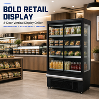 Réfrigérateur commercial à porte vitrée avec éclairage LED pour boissons, idéal pour bars, cafés et discothèques