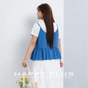 Conjunto de Falda Midi y Chaleco Holgado con Cuello en V y Volantes para Mujer, Talla Grande, Tela Oxford, Estilo Casual para Vacaciones, Marca Happy Plus - Product Image 4