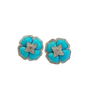 लक्जरी और फैशनेबल टर्नक्विज़ इयररिंग्स महिलाओं के लिए क्लासिक शादी के गहने उपहार - Product Image 1