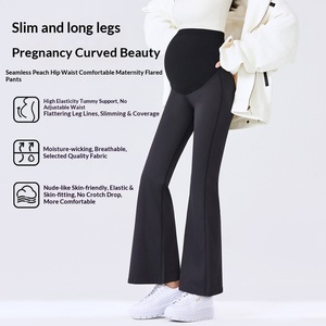 Leggings de maternité décontractés extensibles pleine longueur pour femmes enceintes, taille haute, motif requin, en nylon velours, Printemps/Été 2025 - Product Image 4