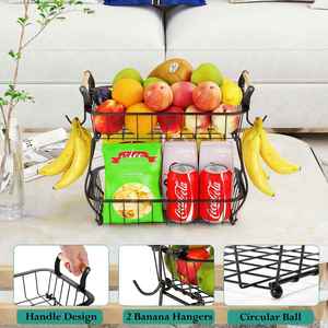 2-Tier Metal Wire <b>Basket</b> Countertop Fruit and Vegetable <b>Storage</b> Bowl <b>for</b> Bread Snacks Veggies - Product Image 4