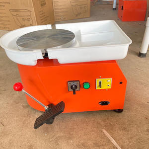 Tour <span class=keywords><strong>de</strong></span> <span class=keywords><strong>potier</strong></span> électrique <span class=keywords><strong>de</strong></span> table HCHWENH 25CM 350W, machine à céramique DIY, pédale manuelle intégrée, type métal, orange - Product Image 4