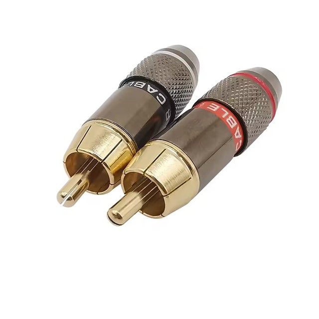 Gold Plated RCA Male Plug Adapter Video Audio Wire Connector for 6mm Speaker Cable