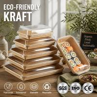 Vassoi per Sushi in Carta Kraft Ecologica LH con Coperchi Trasparenti, Scatole Bento Biodegradabili e Resistenti al Grasso, Fornitura all'Ingrosso