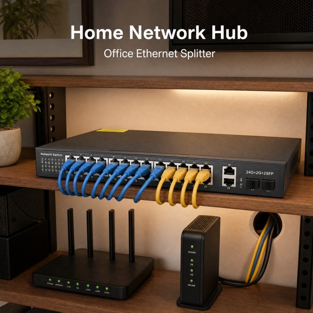 24 Port Gigabit Ethernet Switch Fanless Metal Shell Shielded Ports Desktop Rackmount for Home Office Network