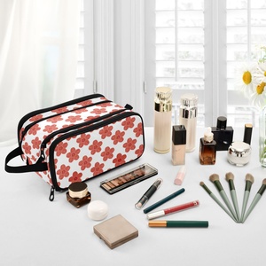 Hawaiian Hau Flower Design Large Capacity Waterproof Zipper Portable Travel Makeup Cosmetic Bag Organizer Soft Handle for Women - Product Image 6