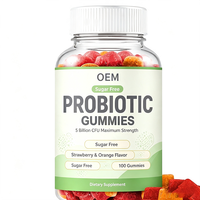 Gummies Probiotiques Sans Sucre 5 Milliards d'UFC Force Maximale Saveur Fraise Orange 100 Unités Complément Alimentaire OEM CN;HEN
