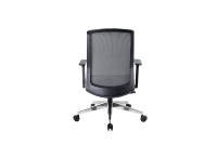 Chaise de bureau ergonomique à dossier moyen en maille TUV Classe 4 avec vérin à gaz, accoudoirs réglables 2D, support lombaire, base en aluminium et roulettes en PU