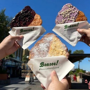 Custom Printed Oil-proof <strong>Grease</strong> Proof Kraft Paper Flat Snack Burger Sandwich, Donut Bread Takeaway Flat Croissant Bag - Product Image 6