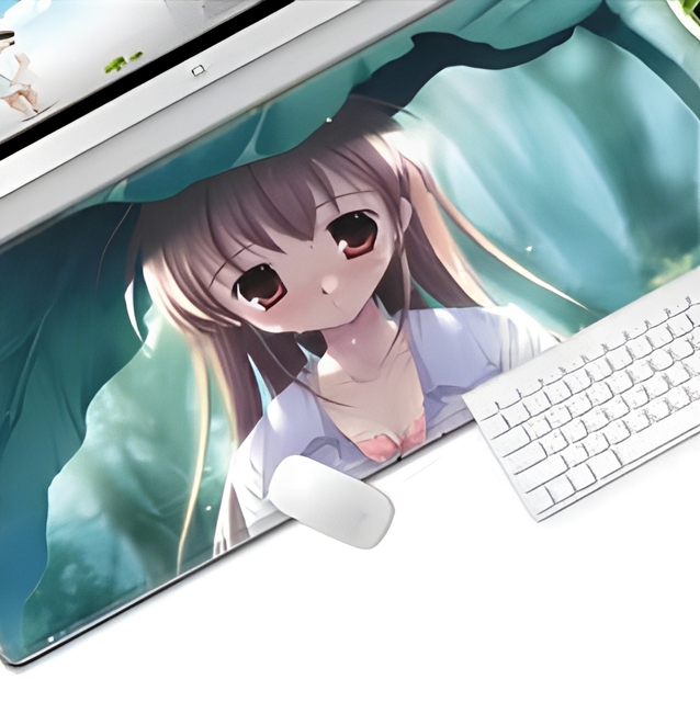 Anime Girl Mouse Pad Extra Large Gaming Desk Mat Anti-slip Rubber Base Stitched Edge for PC Gamers