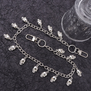Chaîne de taille en métal avec pendentif crâne, accessoire unisexe pour Halloween, chaîne de corps simple couche en argent tibétain, mode adulte - Product Image 3