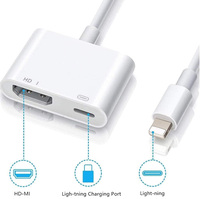 Kabel konektor layar sinkronisasi H-D-MI Video HD 1080P adaptor AV Digital Ligh tning ke H-D-MI dengan Port pengisian daya