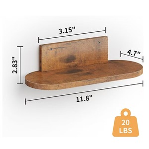 Wooden <b>Floating</b> <b>Shelf</b> <b>Wall</b> Mounted Oval Shape Bathroom Storage Rack For Toiletries And Decorations Durable Design - Product Image 4