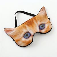 Masque de sommeil 3D amusant en forme d'animaux (chat, chien) en polyester, sans silicone, pour prévenir les cernes, convient à tous les types de peau - Expédition immédiate