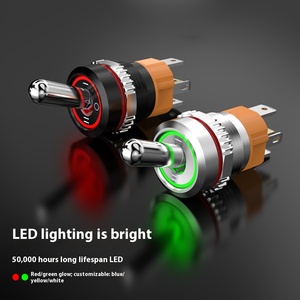 Venta caliente 16mm Interruptor de palanca de metal de alta corriente IP65 Conector de cable de botón 5-24V/220V, <span class=keywords><strong>2</strong></span>/3 posiciones de engranaje disponibles - Product Image 3