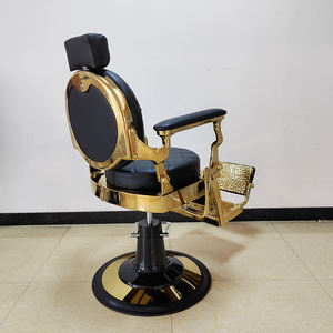 Sillón de Peluquería Hidráulico Reclinable de Aleación de Aluminio Dorado, Muebles de Peluquería Retro, Silla de Barbería para Salón de Belleza - Product Image 2