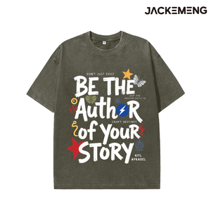 เสื้อยืดผ้าฝ้ายโอเวอร์ไซซ์ซักได้เป็นผู้เขียนบทเรื่องของคุณทาสีลายดาวผีเสื้อสายฟ้าลายสตรีทแวร์ย้อนยุคทุกวัน - Product Image 6