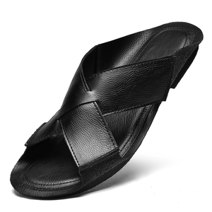 Sandalias de hombre, chanclas, zapatillas deslizantes, para caminar al aire libre, senderismo, playa, zapatos planos de cuero, sin cordones, de caña baja, transpirables, con punta abierta - Product Image 5