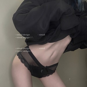 Culottes sexy de style européen et américain pour femmes, culottes en coton transparent à entrejambe bas, semi-couvrantes, sexy et qui mettent en valeur les hanches - Product Image 2