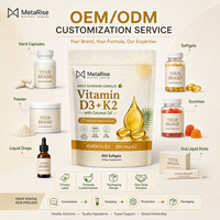 Capsules de vitamine D3 K2 en gélules molles, marque privée OEM, complément alimentaire quotidien, 300 unités