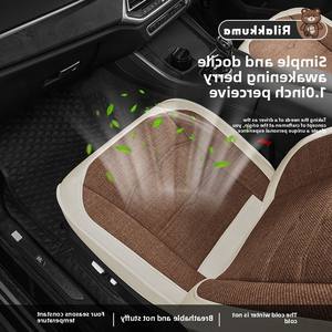 Asiento Fundas de coche de cinco asientos Cojines de asiento de lino universales para todas las estaciones Cojín completamente revestido Oso de dibujos animados Arte de tela - Product Image 3