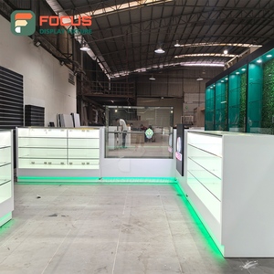 Multi Layer Smoke Shop Display Cabinet Wood Glass <b>Counter</b> LED Light Tobacco Store Display Cabinet - Product Image 4