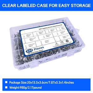 Self Tapping Screws Assortment Kit 450pcs 410 Stainless Steel Imperial Size For Metal Applications - Product Image 4