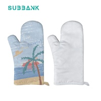 Subbank sarung tangan BBQ dapur tahan panas sublimasi cetak Transfer termal sarung tangan memasak koki 100% katun Linen sarung tangan Oven
