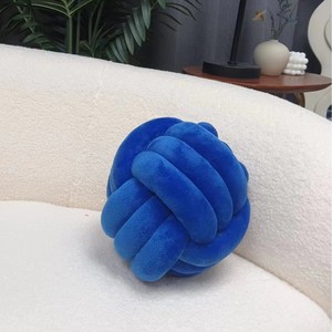 Almohada de Bola Anudada Redonda de Cuerda de Tres Hilos, Cojín de Terciopelo de Cristal, Tejido a Mano, Nudo, Ventana, Hogar, 20cm - Product Image 6