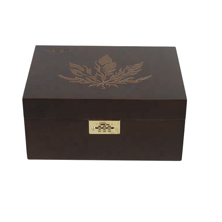 DS Luxury Custom Laser gravur Logo Holz Humidor Zigarre Verpackungs box mit Passworts chloss