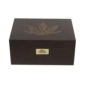 Caja de embalaje para cigarros, humidificador de madera con logotipo de grabado láser personalizado, DS, con bloqueo por contraseña