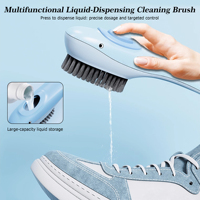 Brosse de nettoyage multifonctionnelle à long manche pour vêtements et chaussures, avec distributeur de savon intégré – Offre spéciale