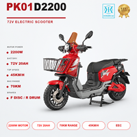 Batterie au plomb-acide 72V 20Ah, scooter électrique 2200W, vitesse maximale de 45 km/h, autonomie de 70 km, écran LCD pour les trajets urbains des adultes