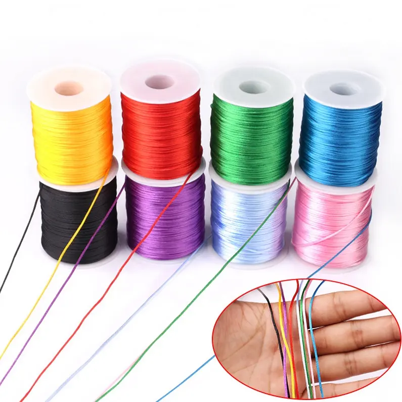 100M/Reel Assorted Color 1.5mm Nylon Macrame Chinese Knotting Rattail Braided Satin Cord Thread String for DIY Jewelry Making