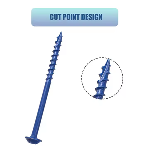 Vis autoperceuses métriques M2 en acier revêtu bleu pour le travail du bois extérieur, à tête ovale avec rondelle, à empreinte carrée, à pas grossier - Product Image 1
