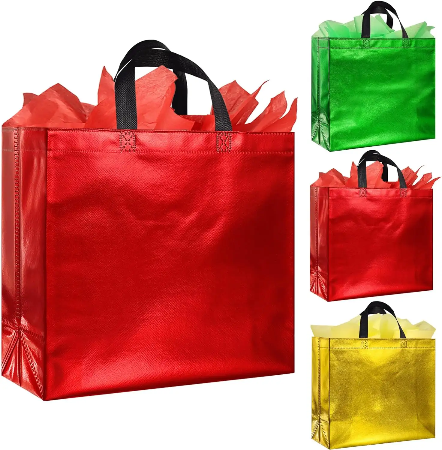 Practical Durable Present Large Shiny Tote Bags Aluminized Film Reusable Non-Woven Gift Bag With Glossy Finish For Enjoy In Diy