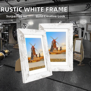Rustic Wooden Distressed White Finish UV Printed Real Glass Cover Matte <b>Wall</b>/Tabletop Display Picture <b>Frame</b> - Product Image 2