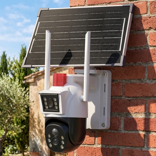 Outdoor CCTV Security 4G Solar Camera 2-Lens Zoom CMOS 4G Wireless IP Network Cloud Sim Card Night Vision 340 Wide Angle