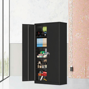 Meuble de rangement en acier pour dossiers, 2 portes, 4 étagères réglables - Armoire métallique design industriel pour entrepôt et atelier - Product Image 3