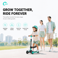 Trottinette pliable pour enfants à 3 roues, siège réglable en hauteur, cadre en aluminium, roues de 120 mm, couleur crème, pour l'extérieur