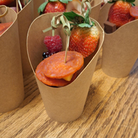 Bol en papier kraft incliné personnalisé pour emporter, charcuterie, frites, poulet frit, salade, nouilles, glace