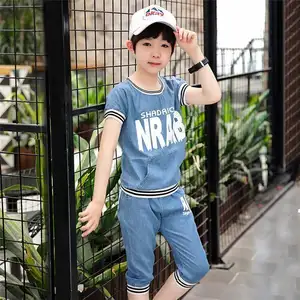 批发泰国套装儿童牛仔裤男孩印度棉服服装来自中国上海