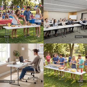 High Quality 6-8people Garden Party Rental 6ft <b>Plastic</b> White <b>Folding</b> <b>Table</b> and Chairs Set for Events - Product Image 5