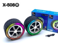 Haut-parleurs sans fil portables Bluetooth en forme de pneu X-508 avec lumière RGB, lecture de carte TF, lecture USB, son stéréo, basses puissantes et radio FM