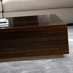 Italian Walnut Veneer <b>Coffee</b> <b>Table</b> Storage <b>Box</b> Modern High Gloss Wood <b>Coffee</b> <b>Table</b> With Drawers 069 <b>Coffee</b> <b>Table</b> With Drawers 06 - Product Image 2