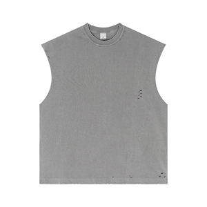 Urban Euro American transpirable de punto Casual Tank 2025 verano desgastado recorte Unisex - Product Image 1