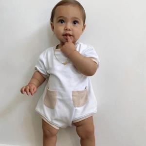 Combinaison à manches longues en coton doux pour bébé, en tissu French Terry, avec poches côtelées - Product Image 4