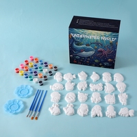 Kit de figurines en plâtre d'animaux marins à peindre soi-même, ensemble de peinture et de loisirs créatifs pour enfants, figurines de créatures marines non peintes